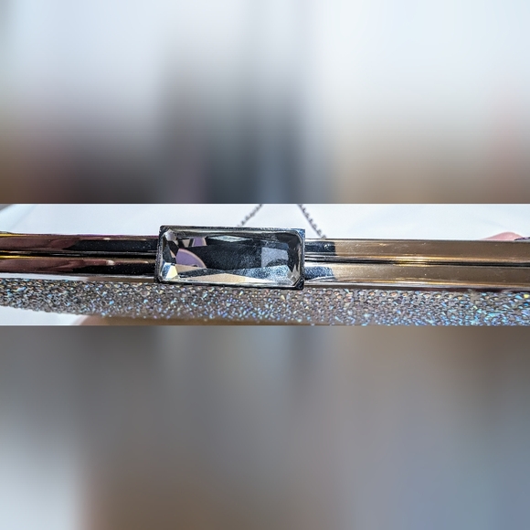 INC International Concepts Carolyn Ombre Clutch Silver Chain Shoulder Rhinestone - Picture 5 of 13